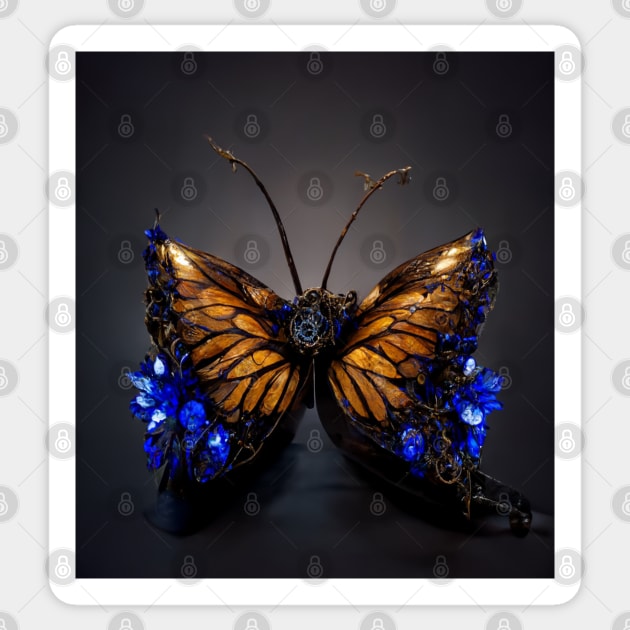 Steampunk Monarch Blue Sticker by mw1designsart